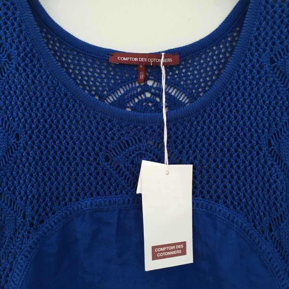 Comptoir Des Cotonniers Linen Crochet Shift Dress Small - Picture 5 of 8